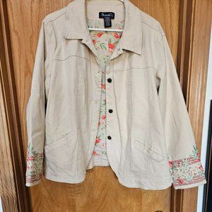 denim&comany womans embroidered stone jacket size 1X